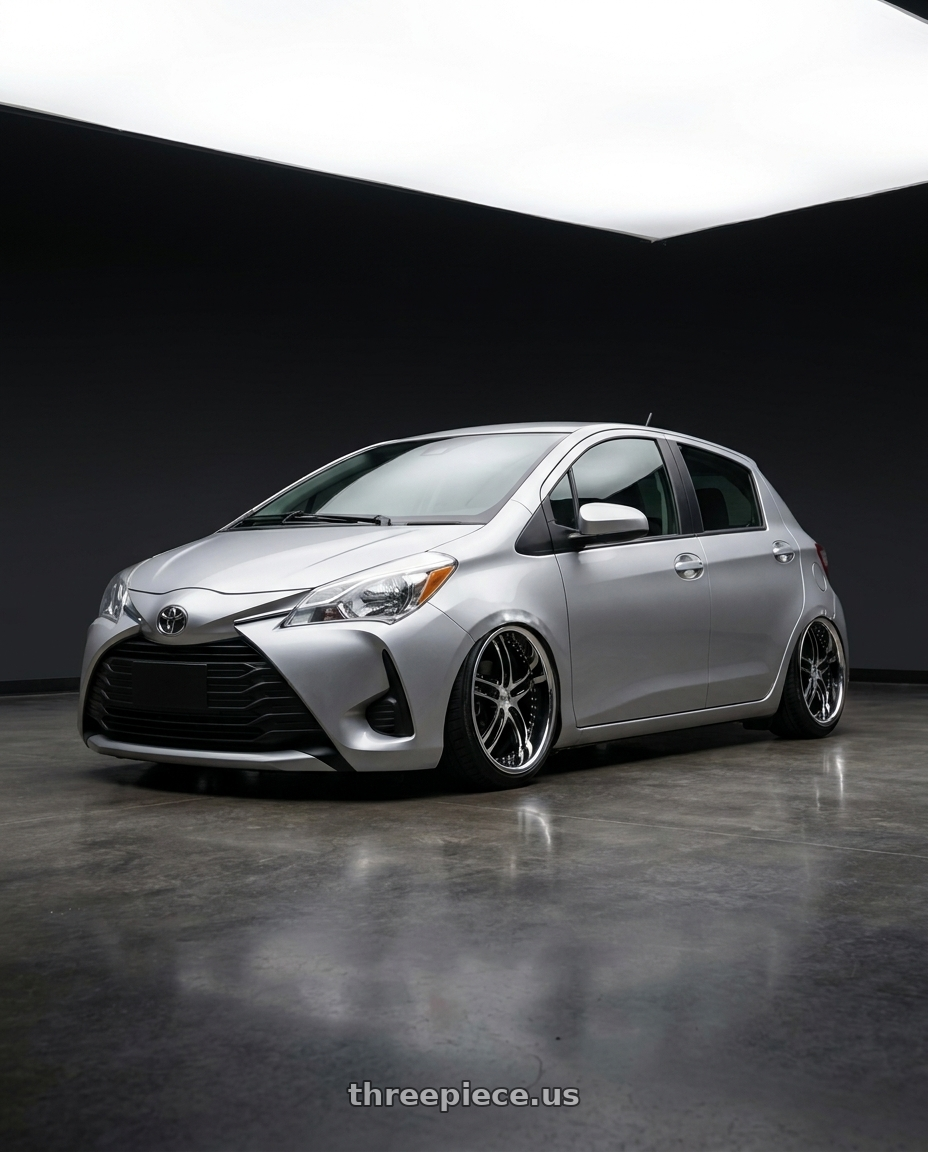 2020 Toyota yaris with XIX Wheels XIX 15 5x114.3 20x10 +40 Gloss Black Machined with Stainless Steel Lip wheels
