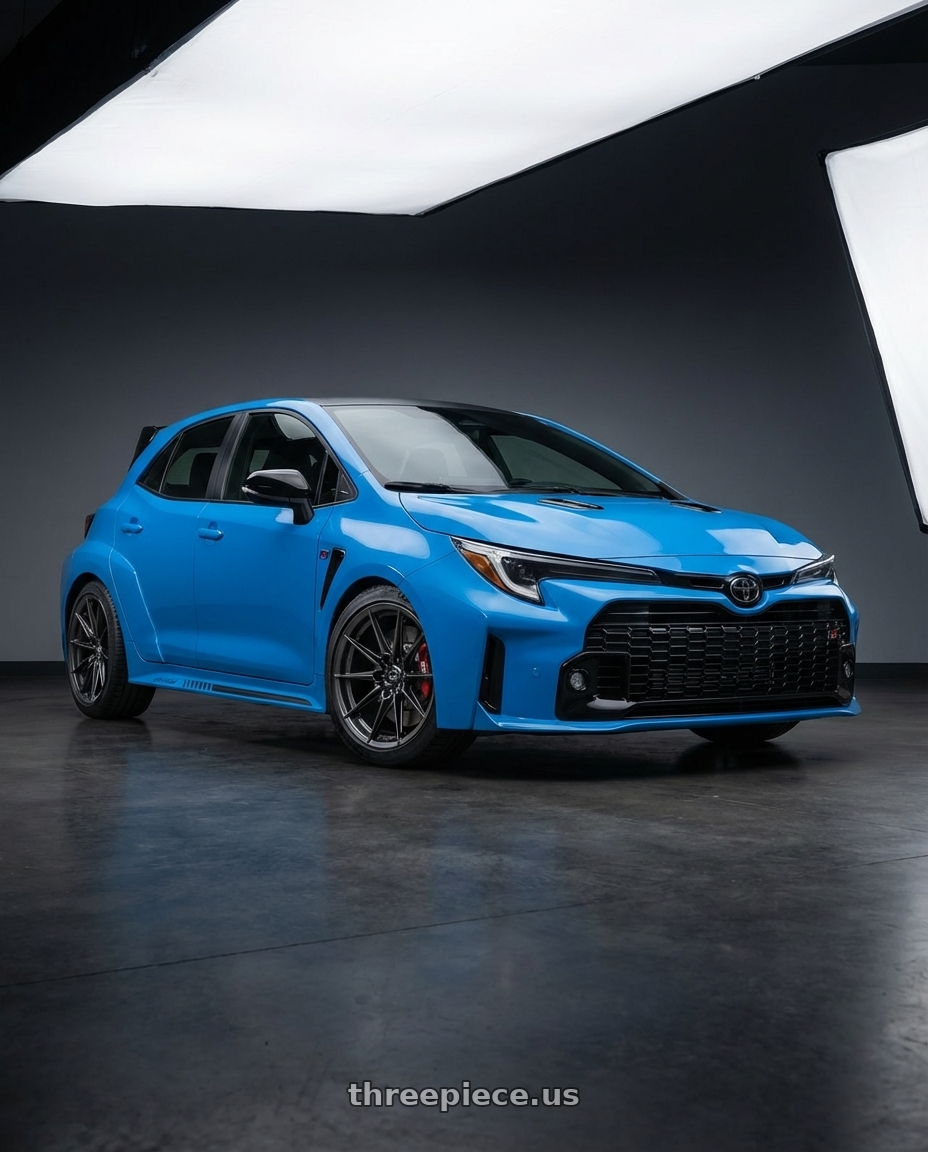 2024 Toyota GR Corolla with Konig Ampliform 5x114.3 18x8.5+35 Dark Metallic Graphite wheels