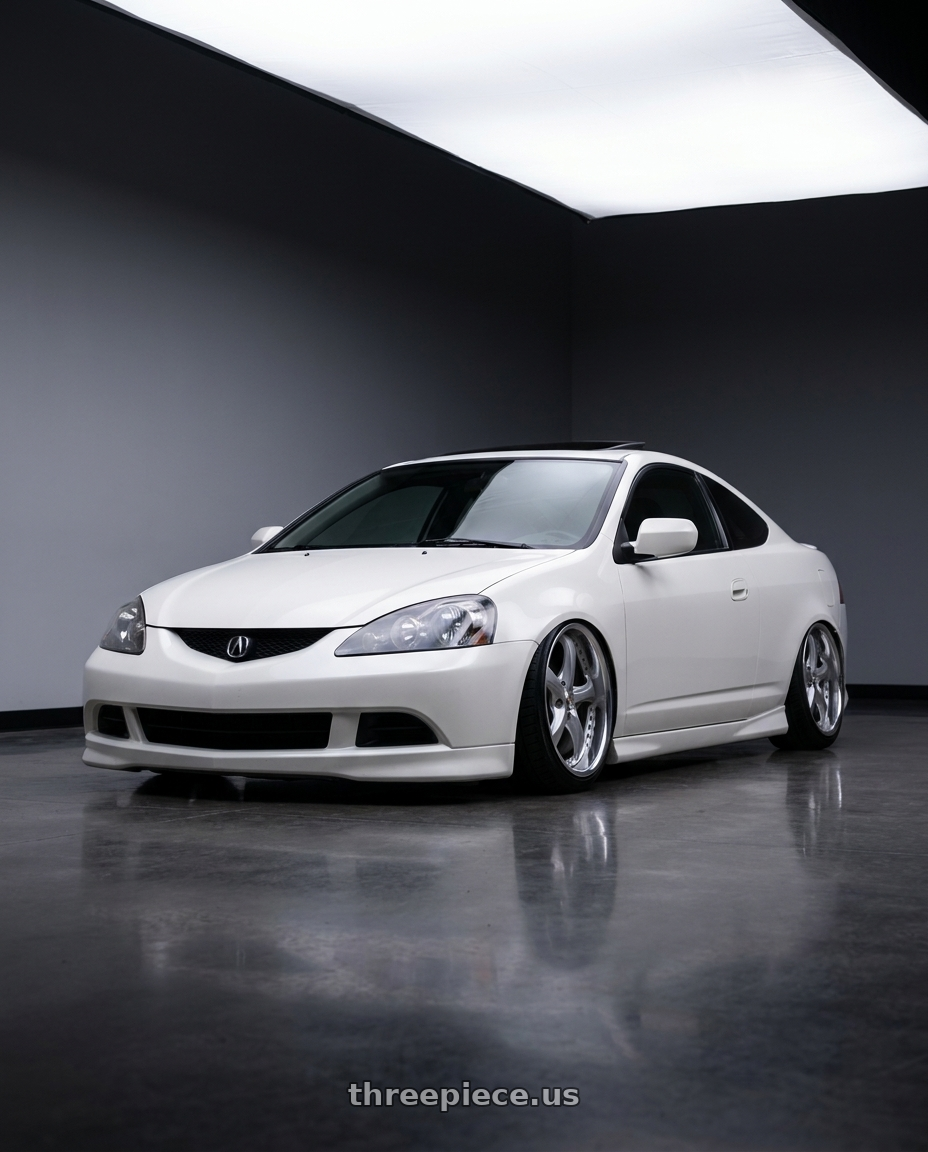 2004 Acura RSX Type S with Work Wheels VS-KF 5x114.3 18x8.5+35 Light Grey Silver L Disk FULL REVERSE wheels