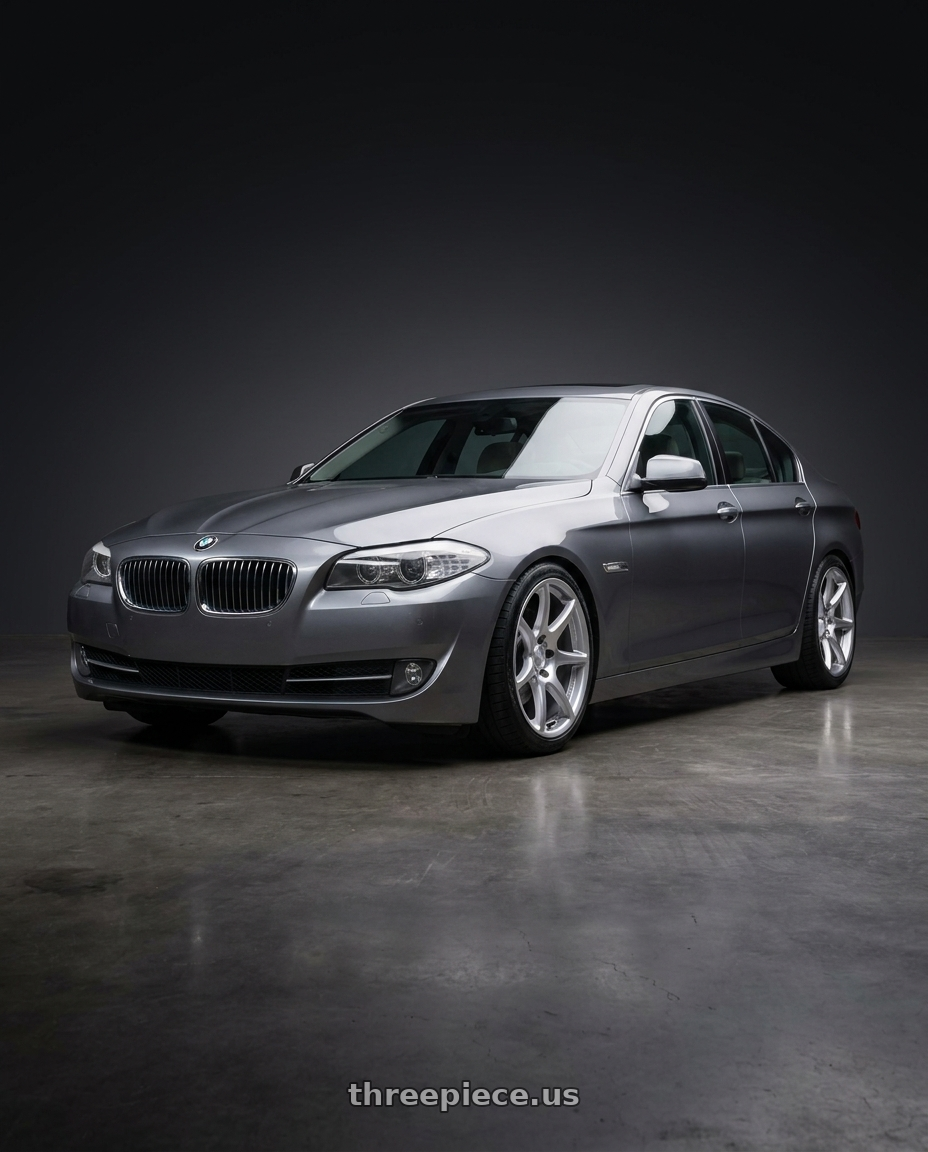 2016 BMW 5 Series F10 with Kansei K11S Tandem 5X120 19x9.5 22 Hyper Silver wheels