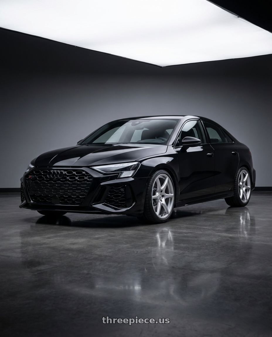 2022 Audi RS3 8Y with Kansei K11S Tandem 5X112 19x9.5 22 Hyper Silver wheels