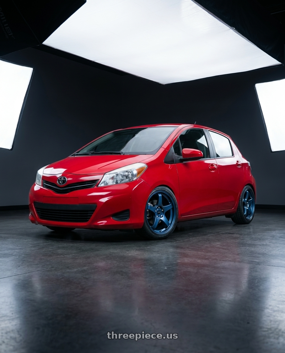 2012 Toyota yaris with Rosenstein Wheels CR 5X114.3 18X8.5 +35 Cerulean Blue Pearl wheels