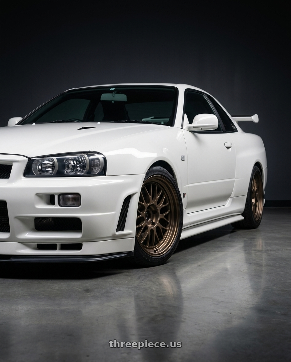 2001 nissan skyline gtr with Volk Racing 21A 5x114.3 18X8.5+34  Bronze wheels