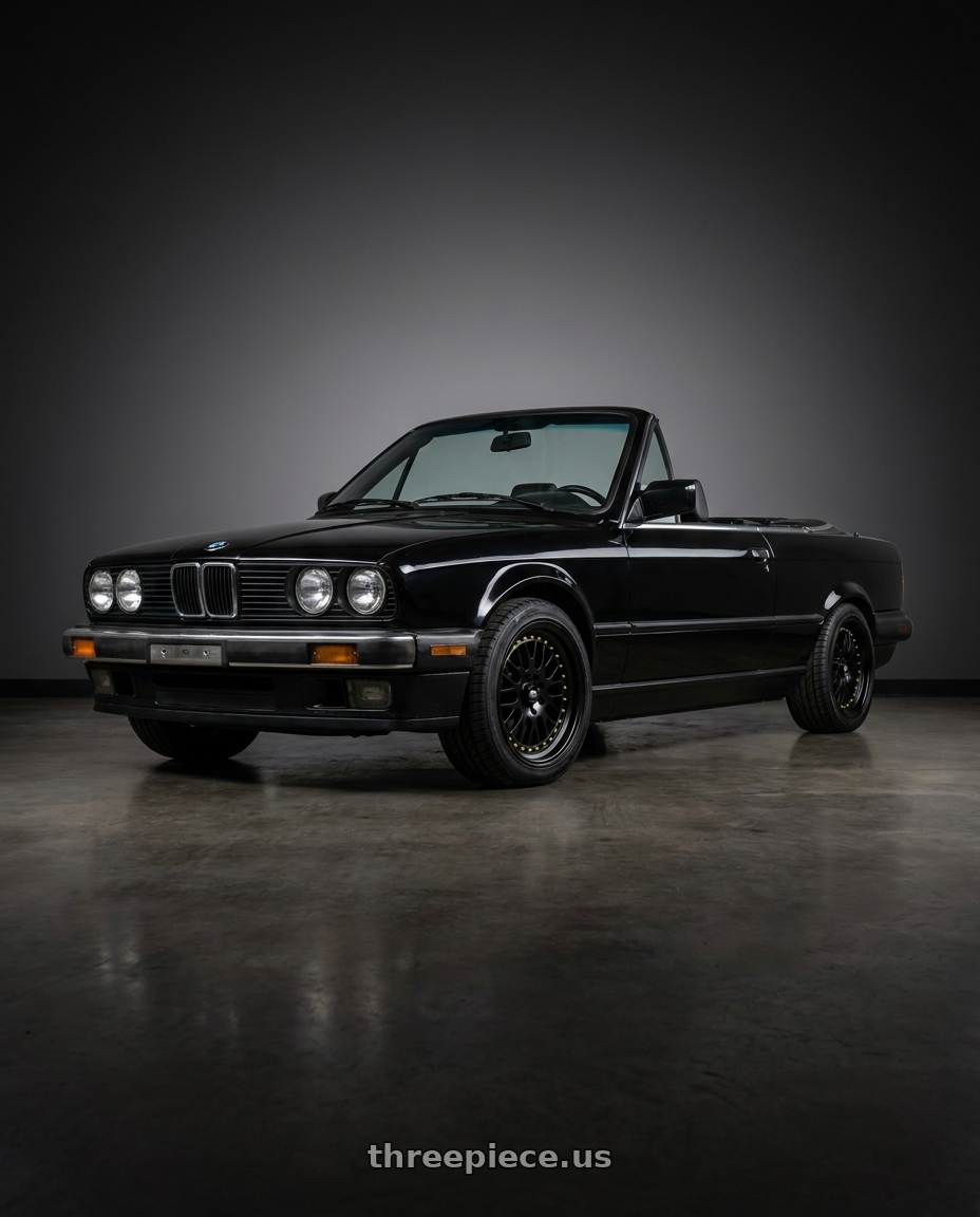 1990 bmw 325i with MST Wheels MT10 4x100/4x114.3 15x8.0 +25 Matte Black w/Gold Rivets wheels