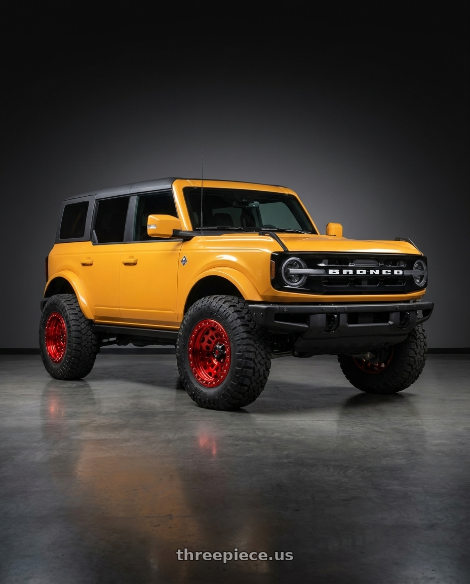 2024 Ford Bronco with Fuel 1PC D100 ZEPHYR BEADLOCK 6X139.7 17X9 -15 CANDY RED wheels