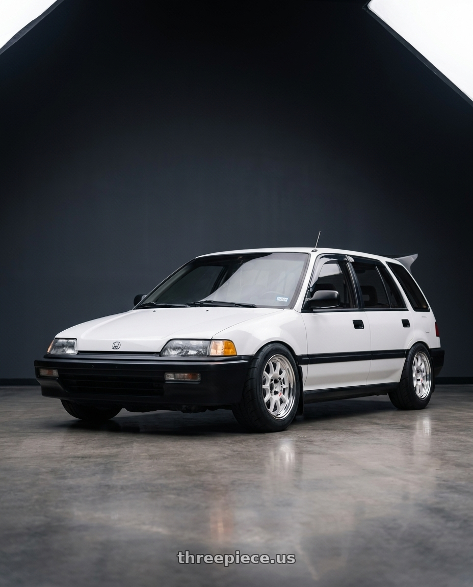 1991 Honda Civic with Work Emotion Rs11 2p 4x100 15x6.5 45 white wheels