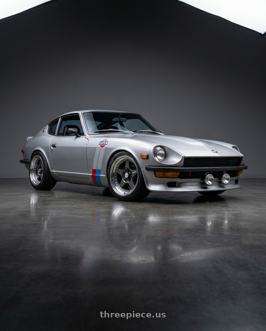 1974 260z nissan with Work Meister Cr01 4x114.3 16x8+20 O Disk Matte Gunmetal wheels