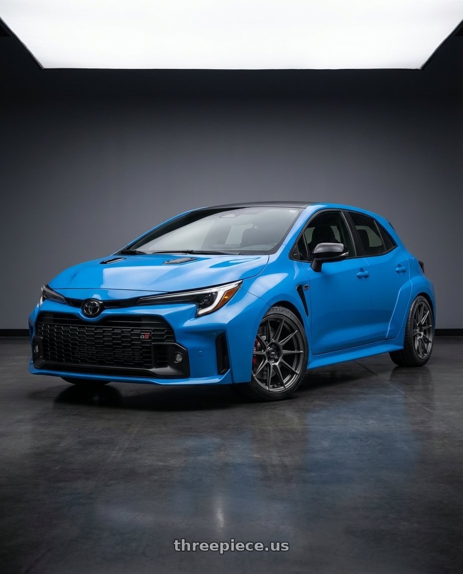 2024 Toyota GR Corolla with Konig Ampliform 5x114.3 18x8.5+45 Dark Metallic Graphite wheels