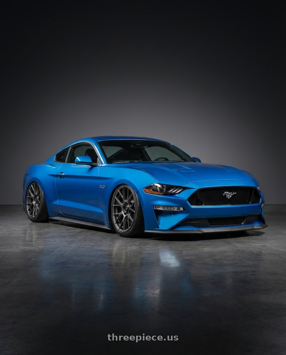 2022 Ford Mustang GT with Konig Ampliform 5x114.3 20x8.5+43 Dark Metallic Graphite wheels