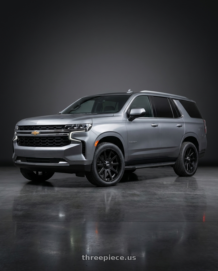 2021 Chevrolet Tahoe LS with Ion Type 143 6x139.7 20x9+0 Matte Black wheels
