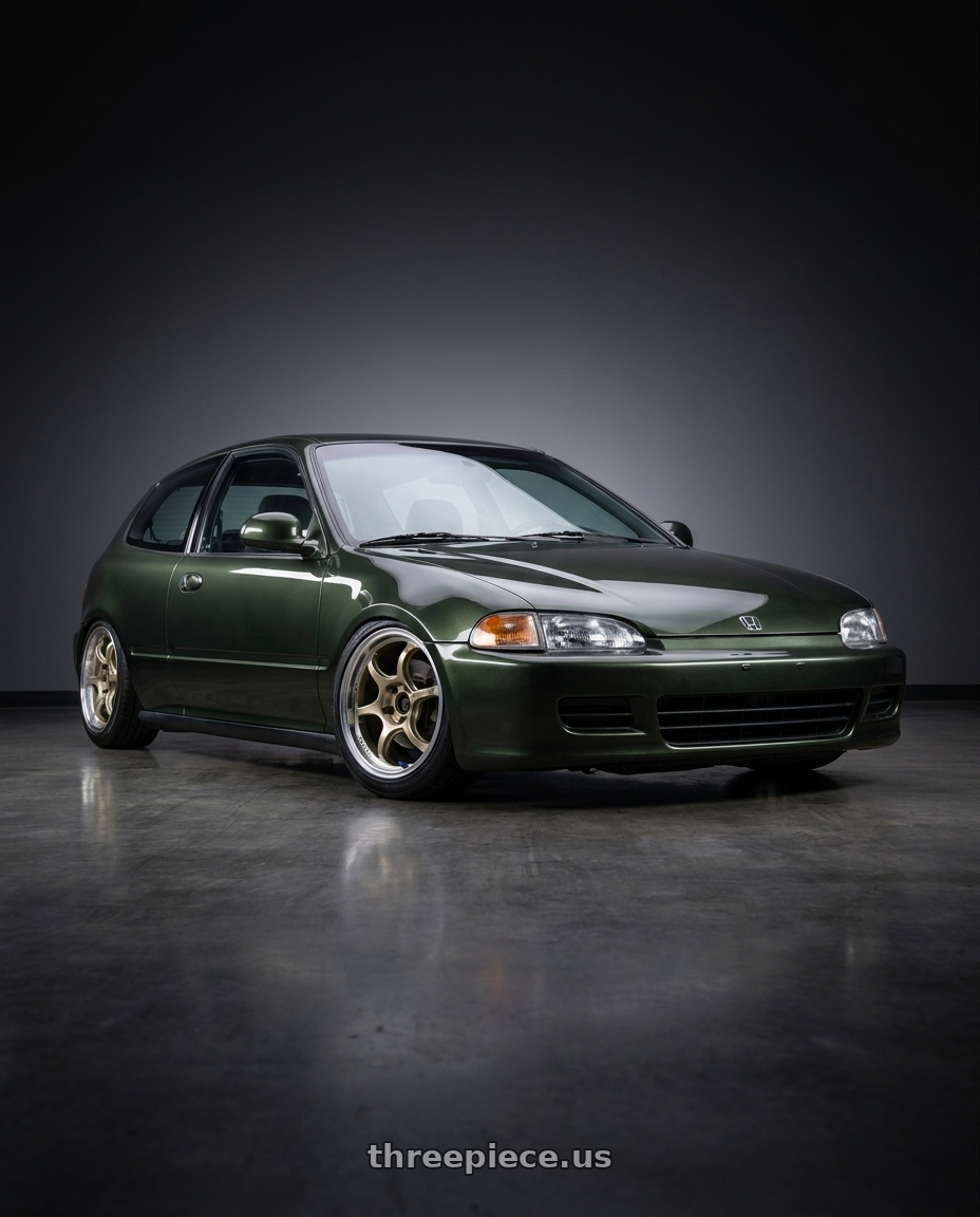 1995 honda civic dx hatchback nori green metalic with Advan Racing RG-D2 4x100 15x7.0 +42 MACHINING & CHAMPAGNE GOLD wheels