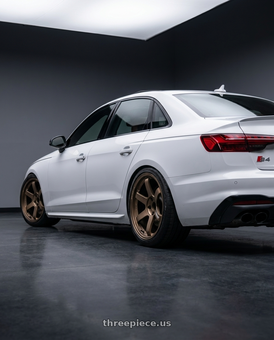 2020 Audi S4 with Volk Racing TE37 Progressive Model 6x139.7 18x9+0 Large PCD wheels rear three quarter view square tires