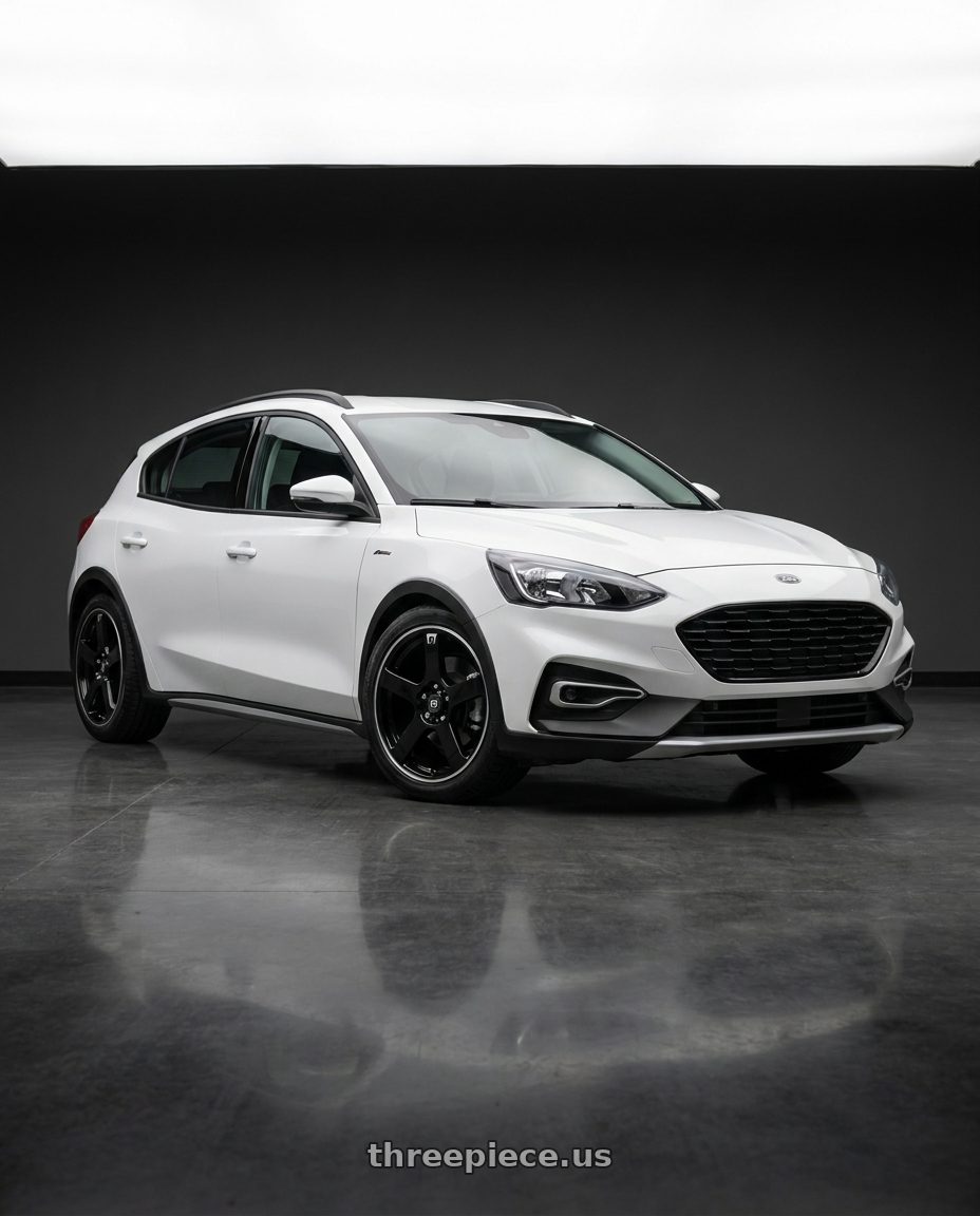 2023 Ford Focus Active White with Motegi MR116 FS5 5X114.3/5X120 18X8 +45 GLOSS BLACK MACHINED FLANGE wheels