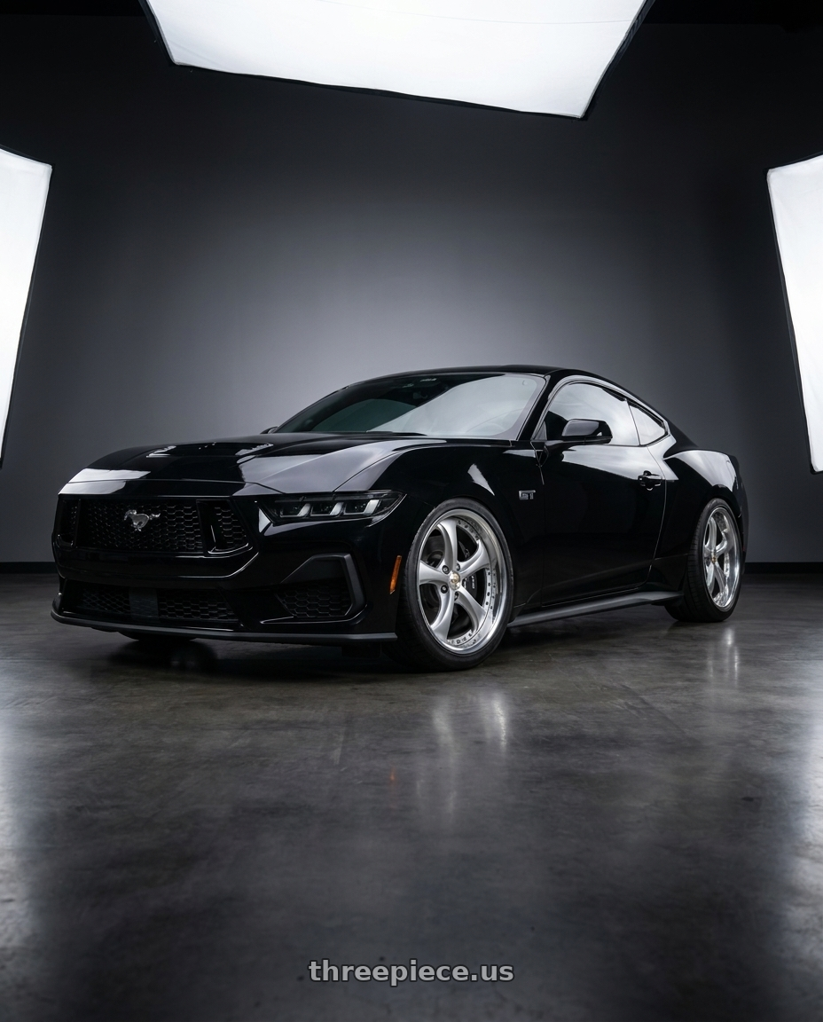 2024 ford mustang gt with Work Wheels VS-KF 5x114.3 18x9+33 Light Grey Silver R Disk FULL REVERSE wheels