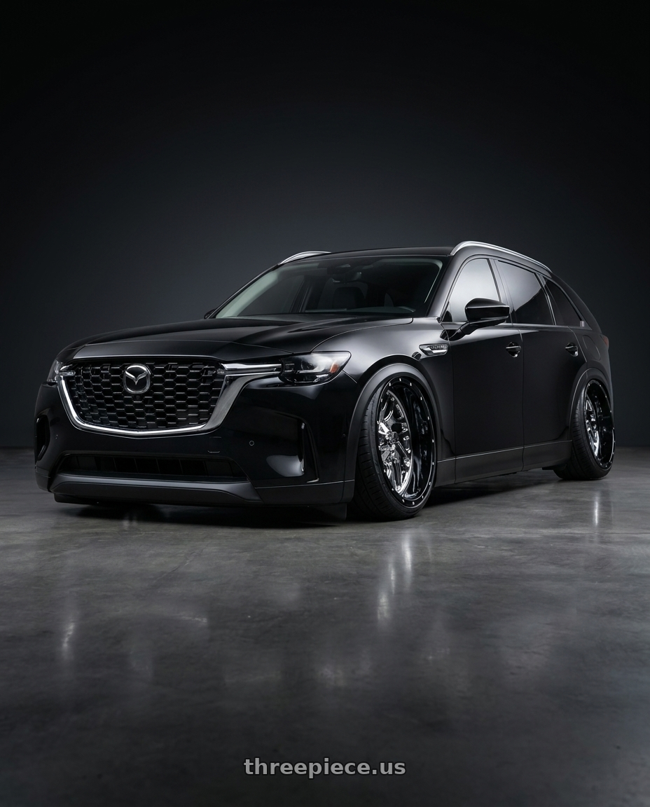 2025 Mazda cx90  with Fuel 2PC D211 TRITON 5X114.3/5X127 20X10 -19 CHROME PLATED GLOSS BLACK LIP wheels
