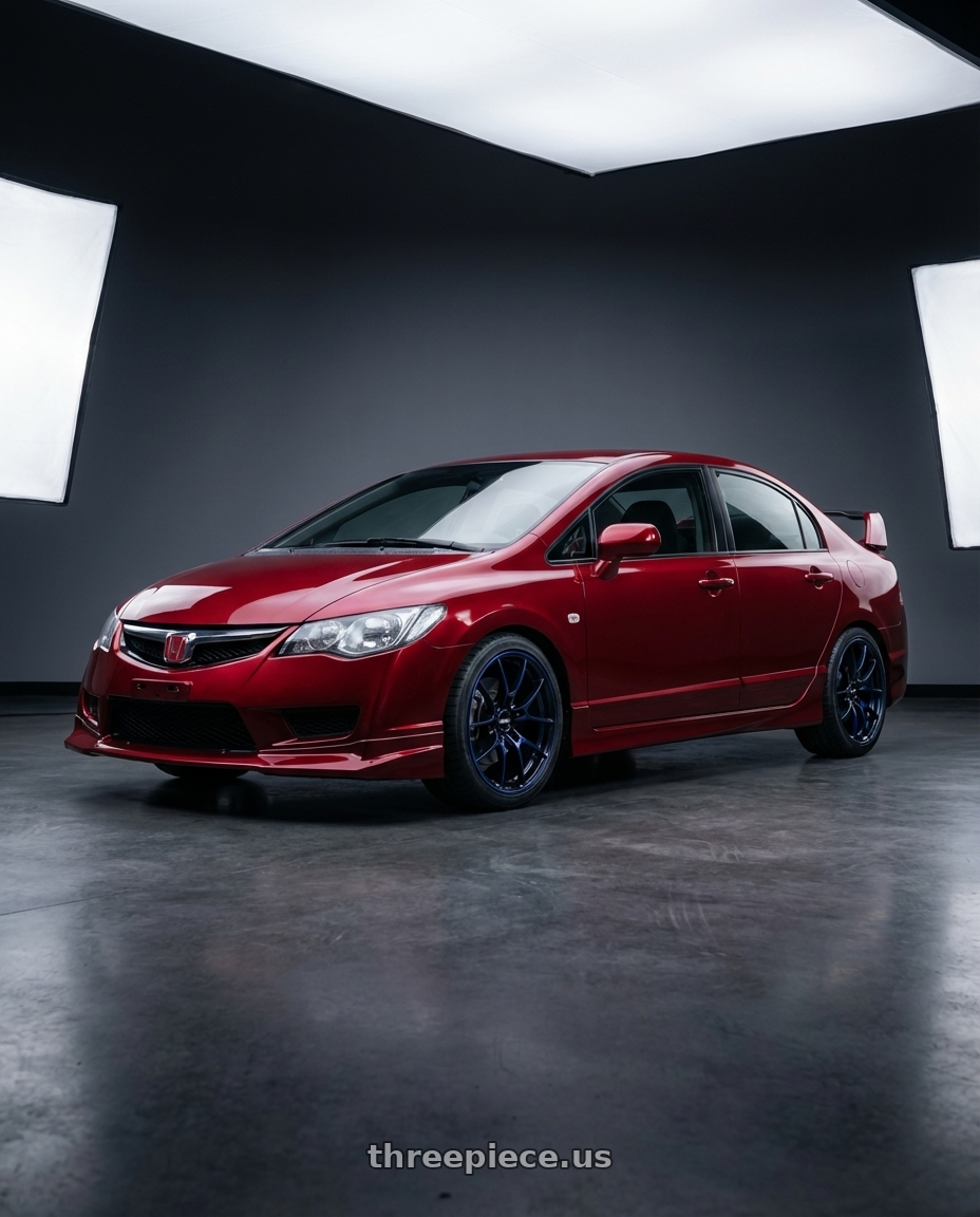 honda civic 2007 with Volk Racing G025 DB/C 5x112 18x8.5 +42 DARK BLUE / DC wheels