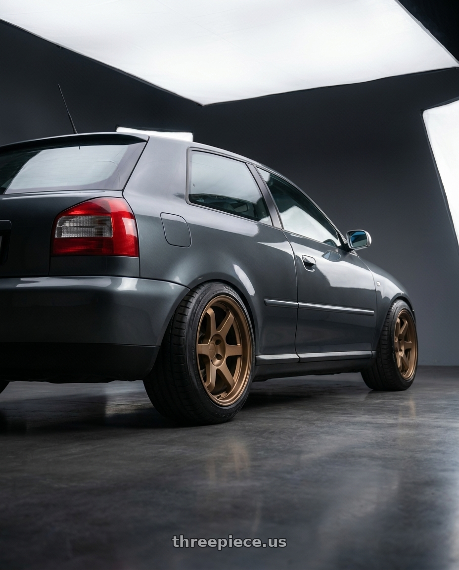 2001 Audi TT Quattro with 9six9 SIX-1 5x100 17X8 +35 Matte Bronze wheels rear three quarter view meaty tires
