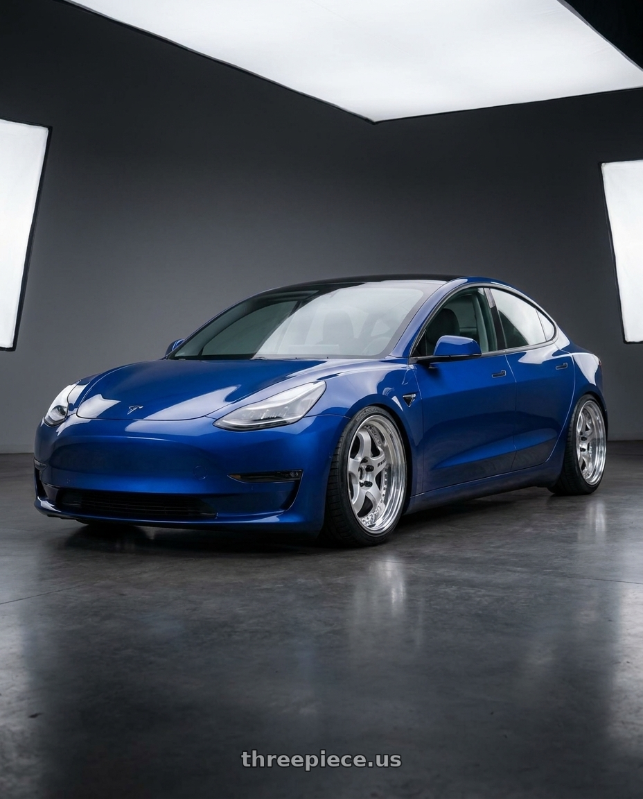 2023 Tesla model 3 with Work Meister S1 3P 5x114.3 18x9.5+24 O Disk Silver wheels