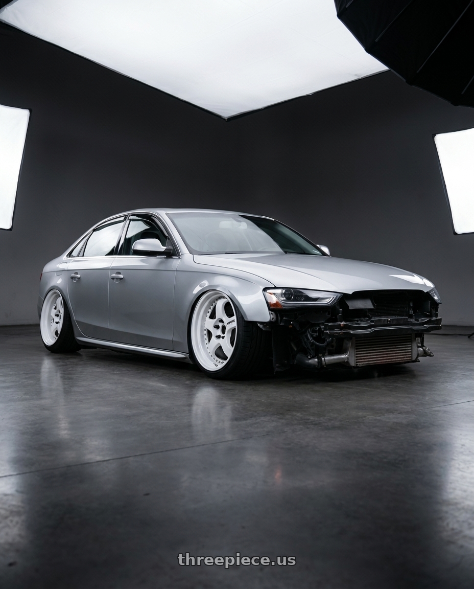 2016 Audi A4 with Work Meister S1 3P 5x112 18x8.5+35 L Disk White wheels