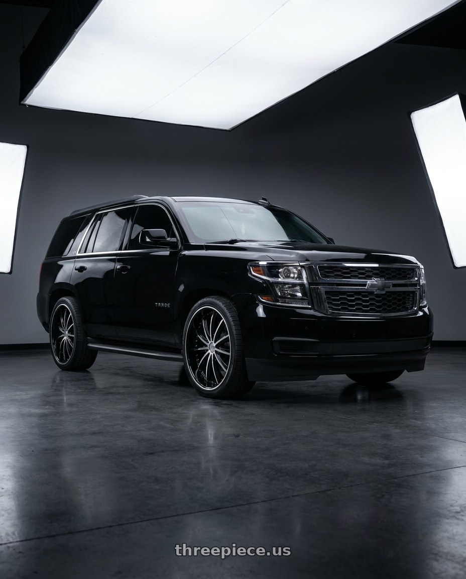 2015 chevrolet tahoe with ELURE 31 6X135/6X139.7 24x9.5 +30 BLACK MACHINED wheels