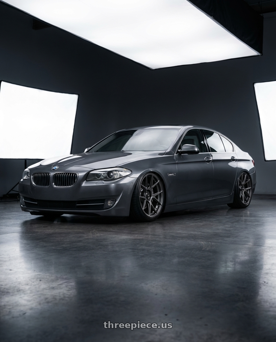 2016 BMW 5 Series F10 with Konig Ampliform 5x120 20x8.5+45 Dark Metallic Graphite wheels