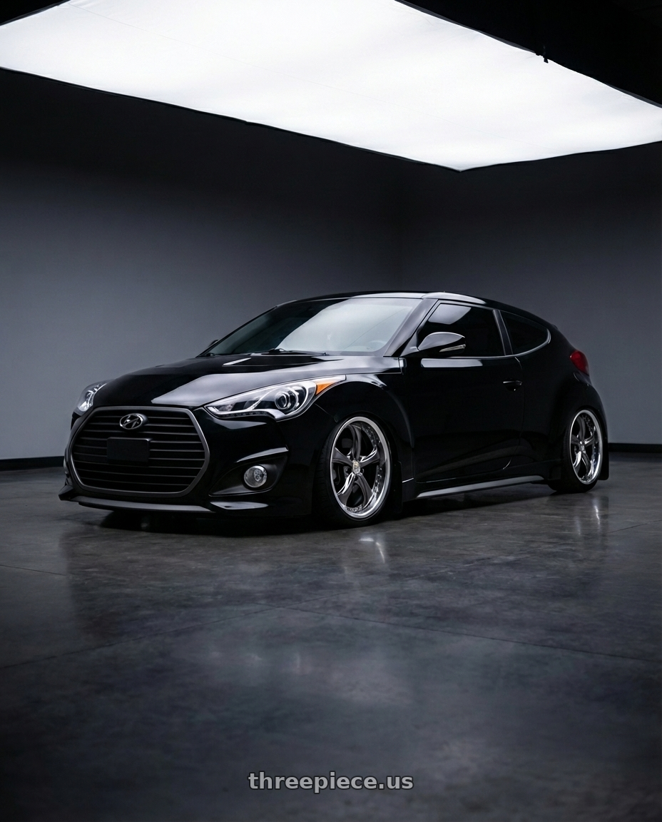 2015 Hyundai Veloster Turbo  with Work Wheels VS-KF 5X114.3 19x7.5+34 Brilliant Silver Black A Disk FULL REVERSE wheels