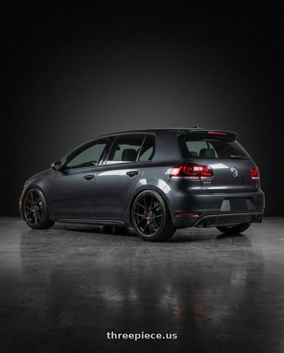 2013 Volkswagen gti with Aodhan AH-11 5x114.3 18x8.5+35 Matte Black wheels rear three quarter view square tires