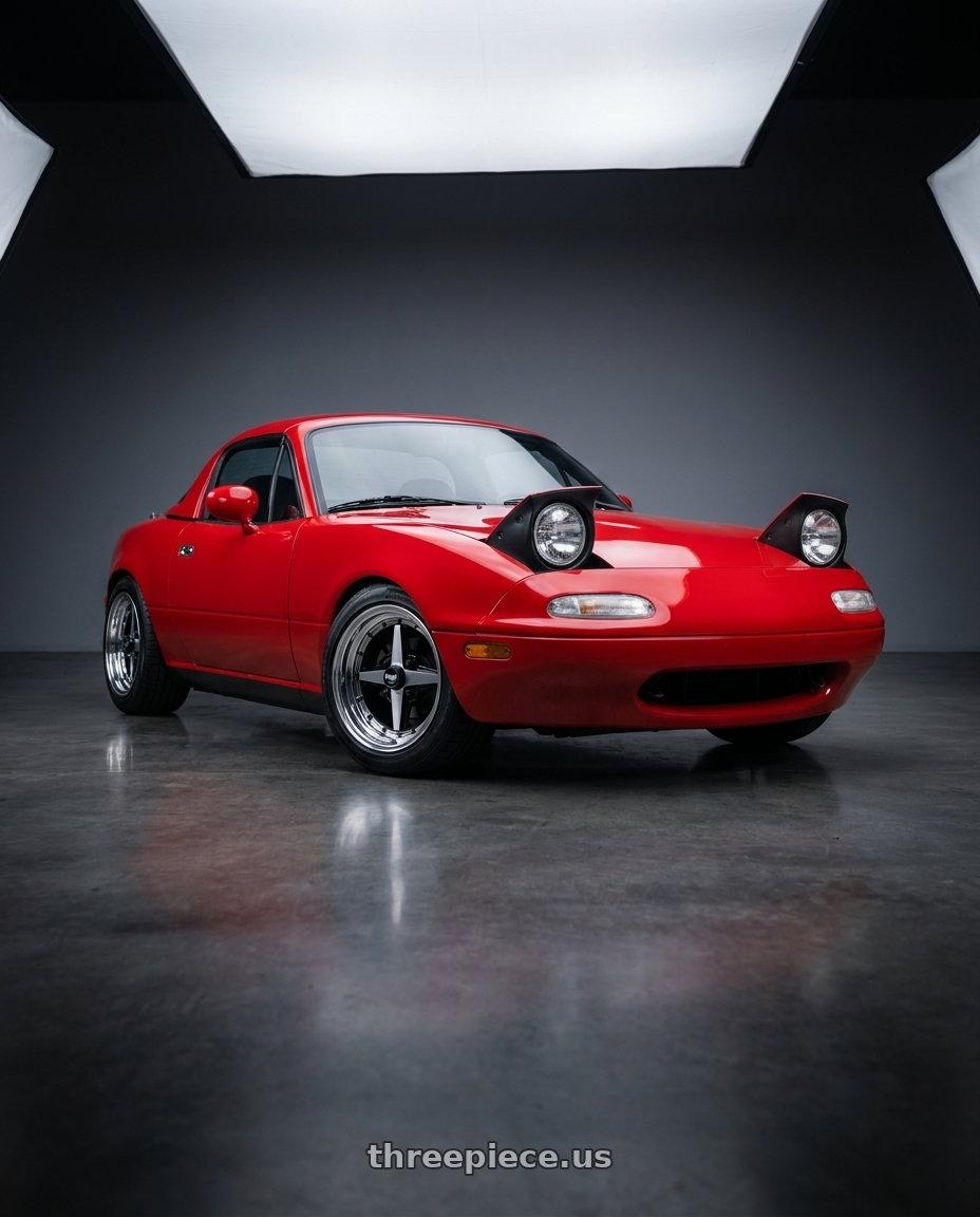 1990 Mazda Miata with Equip 01 Black Polish 4x100 15x8 +35 wheels