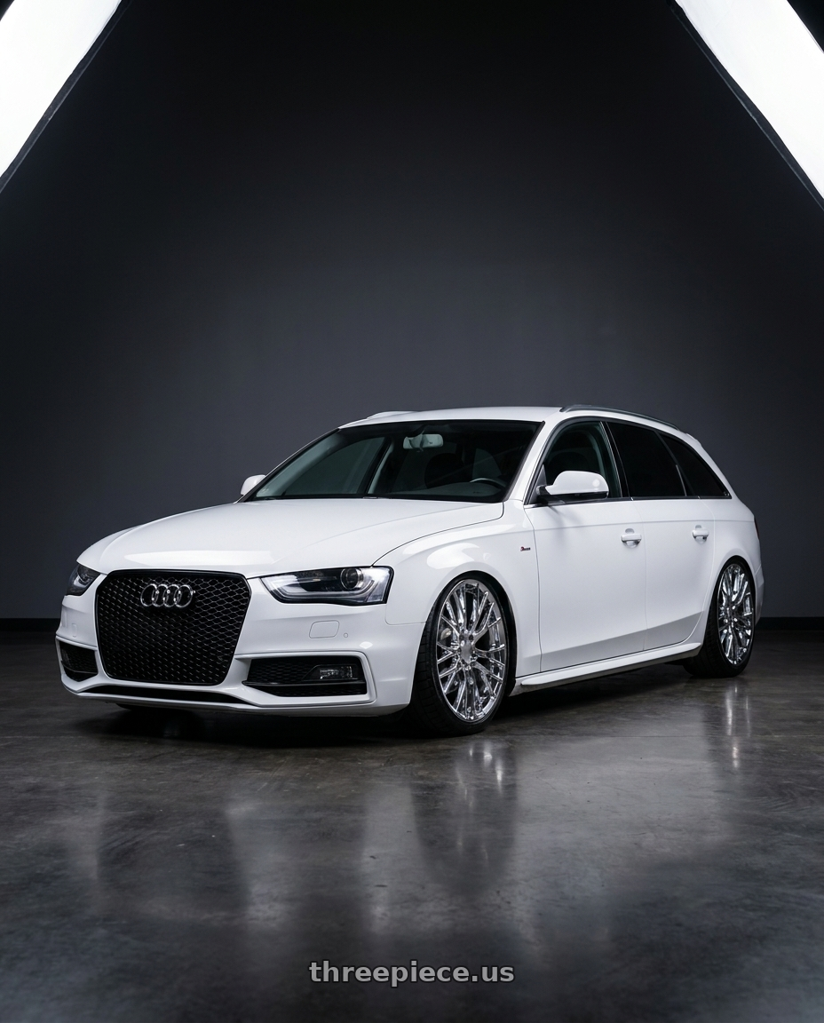 2014 Audi A4 white with OE Wheels CV22C 5x120.65 20x10+79 Chrome wheels