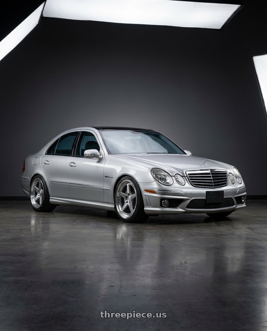 2006 Mercedes E55 AMG with Aodhan DS05 5x114.3 19x9.5 +30 Silver W/machined Face wheels