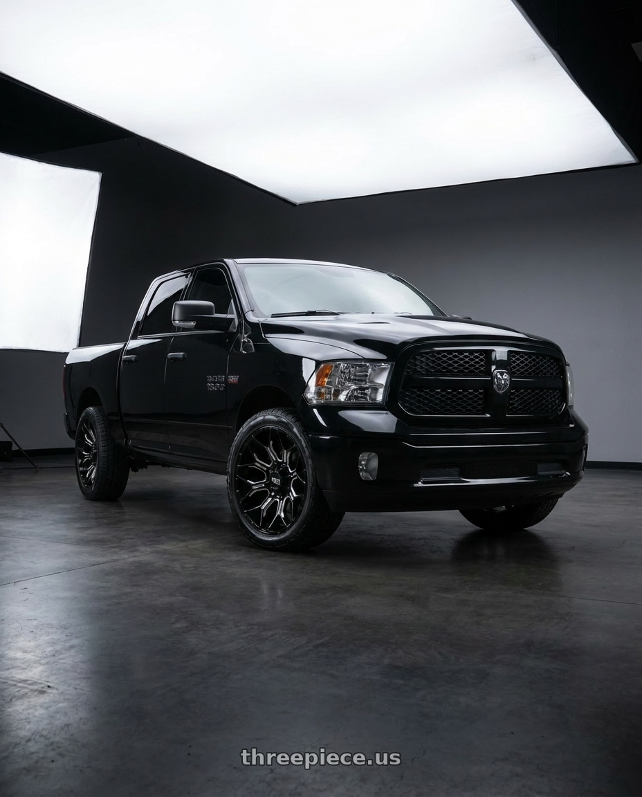2018 Ram 1500 Sport with Moto Metal MO808 SNIPER 5X139.7/5X150 20X10 -18 GLOSS BLACK MILLED wheels