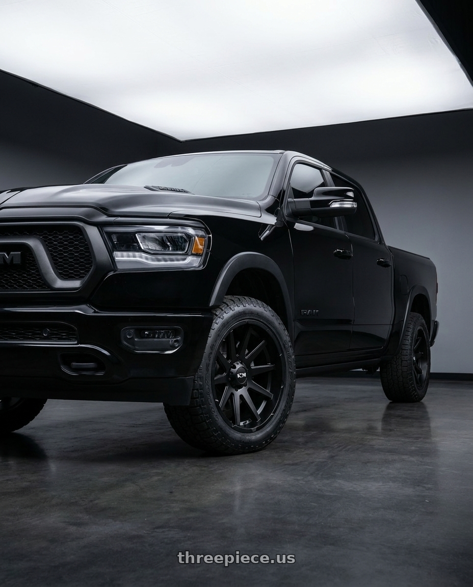 2021 Ram 1500 Laramie with Ion Type 143 6x139.7 20x9+18 Matte Black wheels