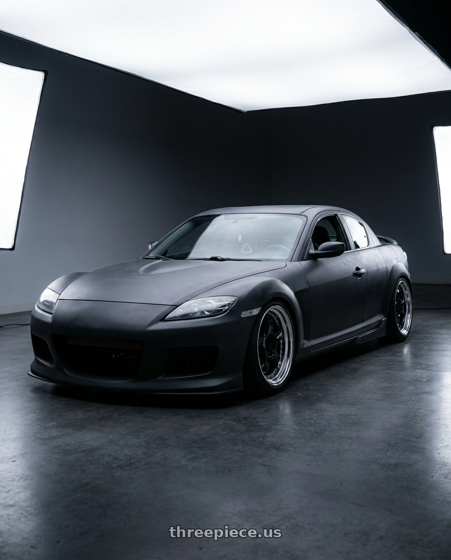 2004 mazda rx8 with Work Meister S1 3P 5x114.3 18x7.5+35 L Disk Black wheels