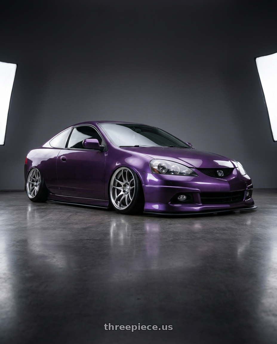 2006 Acura Rsx Type S with Work Cr 2P 5x114.3 18x9.5 +18 GT Silver wheels