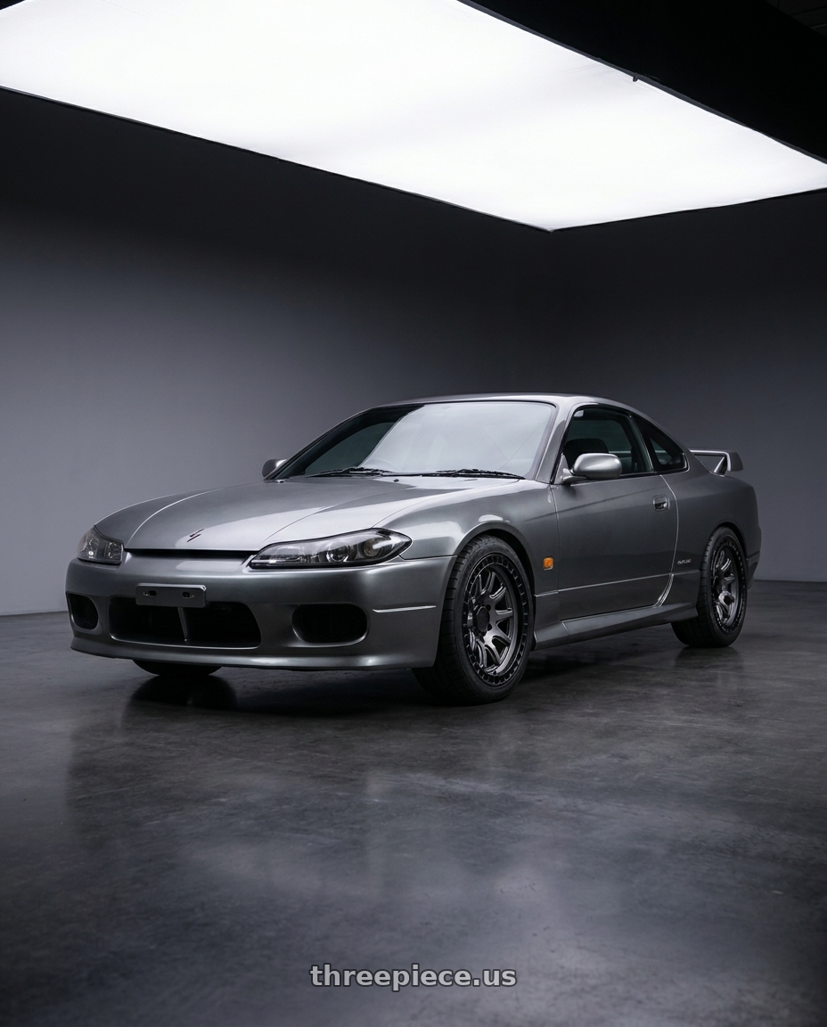 Nissan 240sx 1999 with Black Rhino CALICO 5X127 17X8.5 +34 MATTE GUNMETAL W/ MATTE BLACK LIP wheels