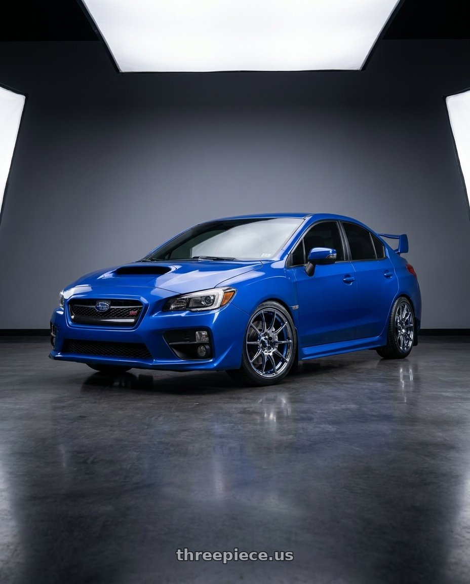 2015 Subaru sti  with WedsSport SA-99R 5x114.3 18x9.5+38 Face R / Blue Light Chrome II wheels