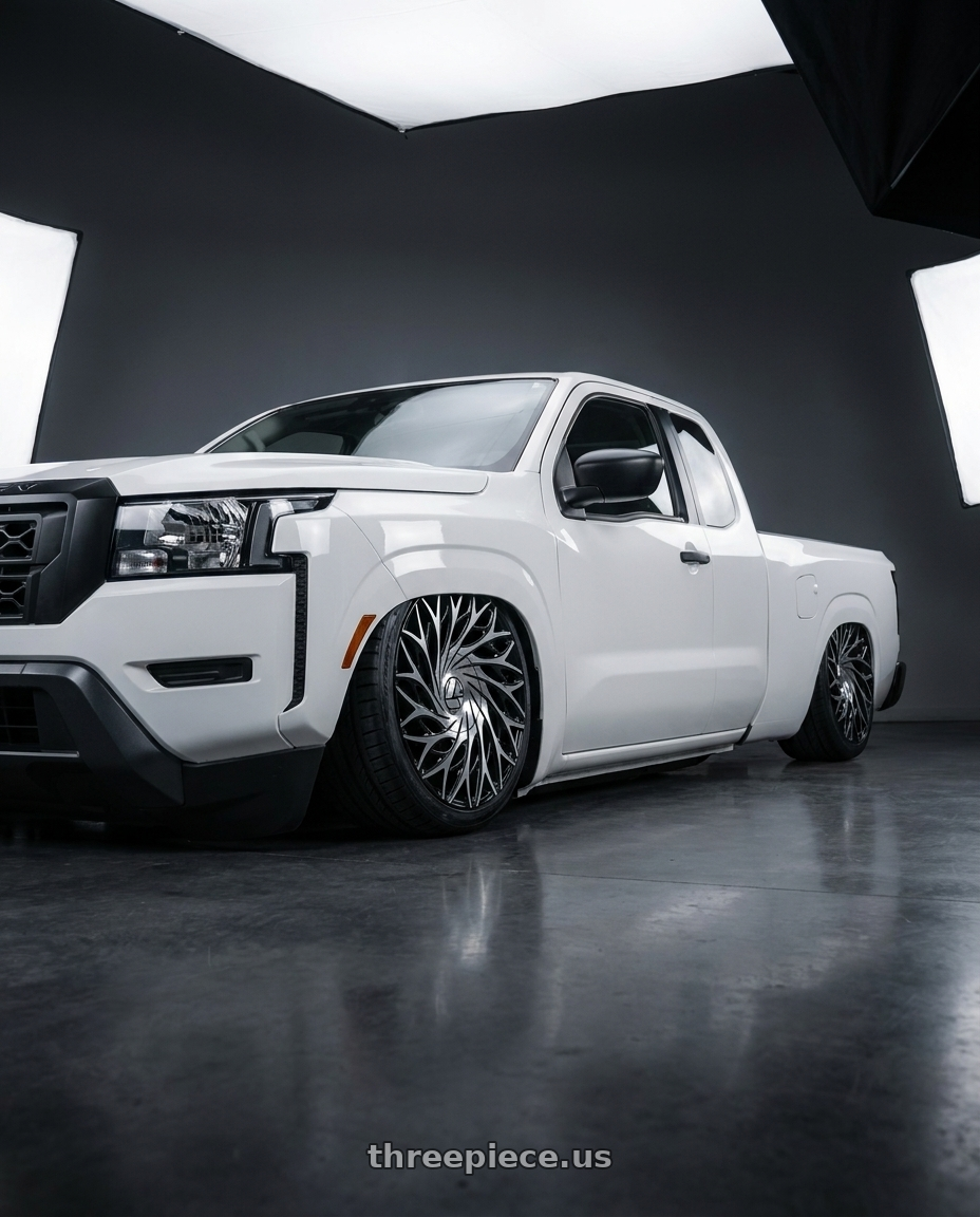 2025 nissan frontier king cab with Azara AZA-525 5x100/5x114.3 18x8 +35 Gloss Black & Machined wheels