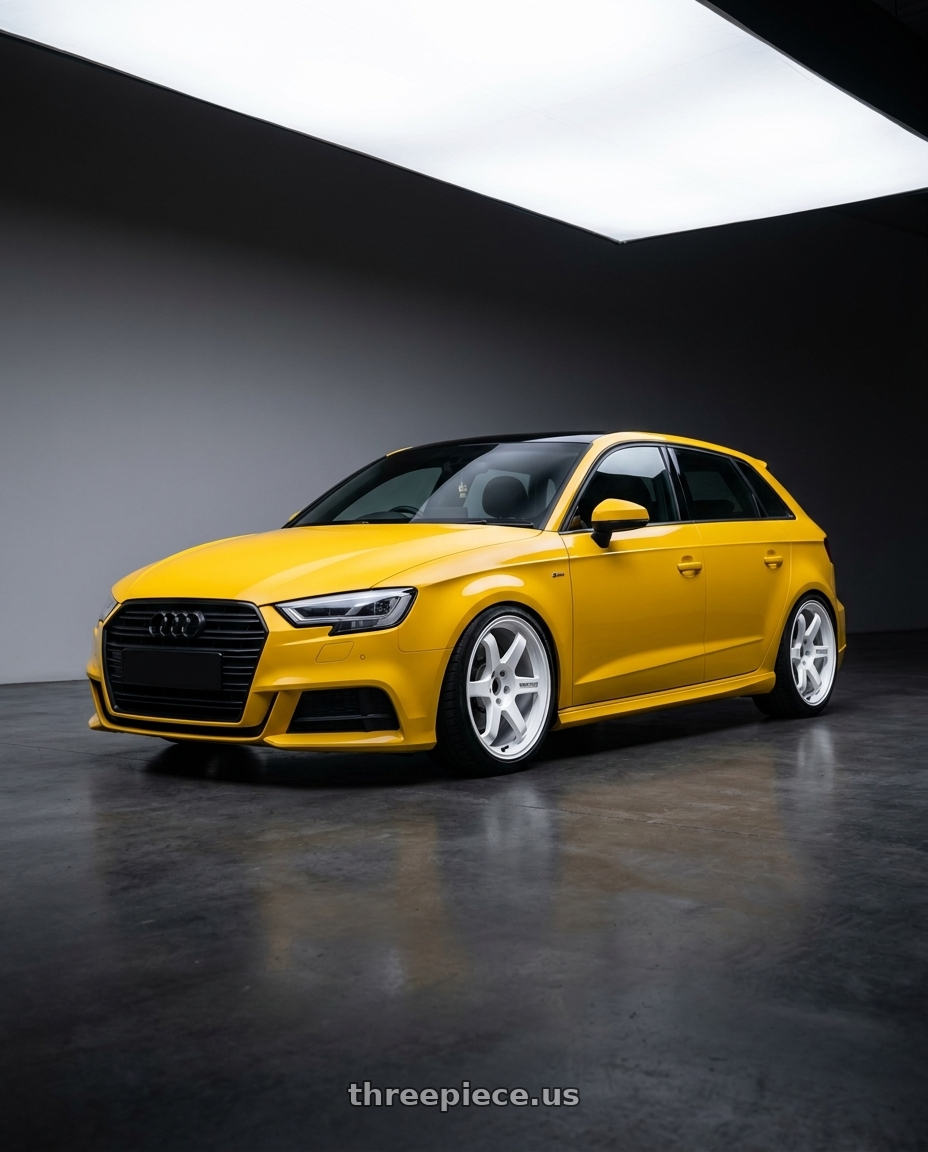 2017 audi a3  with Volk Racing TE37 ULTRA M-SPEC 5x114.3 19x10 +30 DASH WHITE (TESLA) wheels