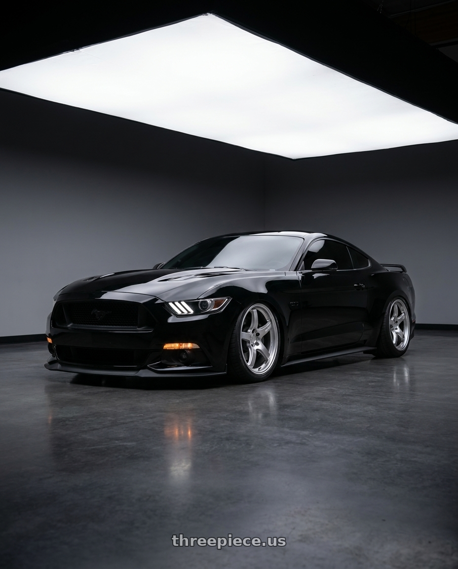 2017 Ford Mustang Gt black with Gram Lights 57CR 5x112 19x10.5 +35 GRACE SILVER wheels