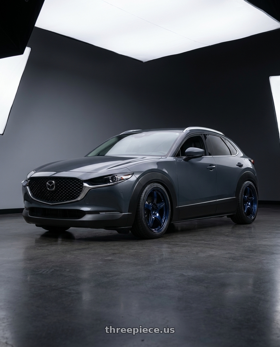 2026 mazda cx30 with Gram Lights 57CR 5x114.3 18x9.5+12 Eternal Blue Pearl wheels