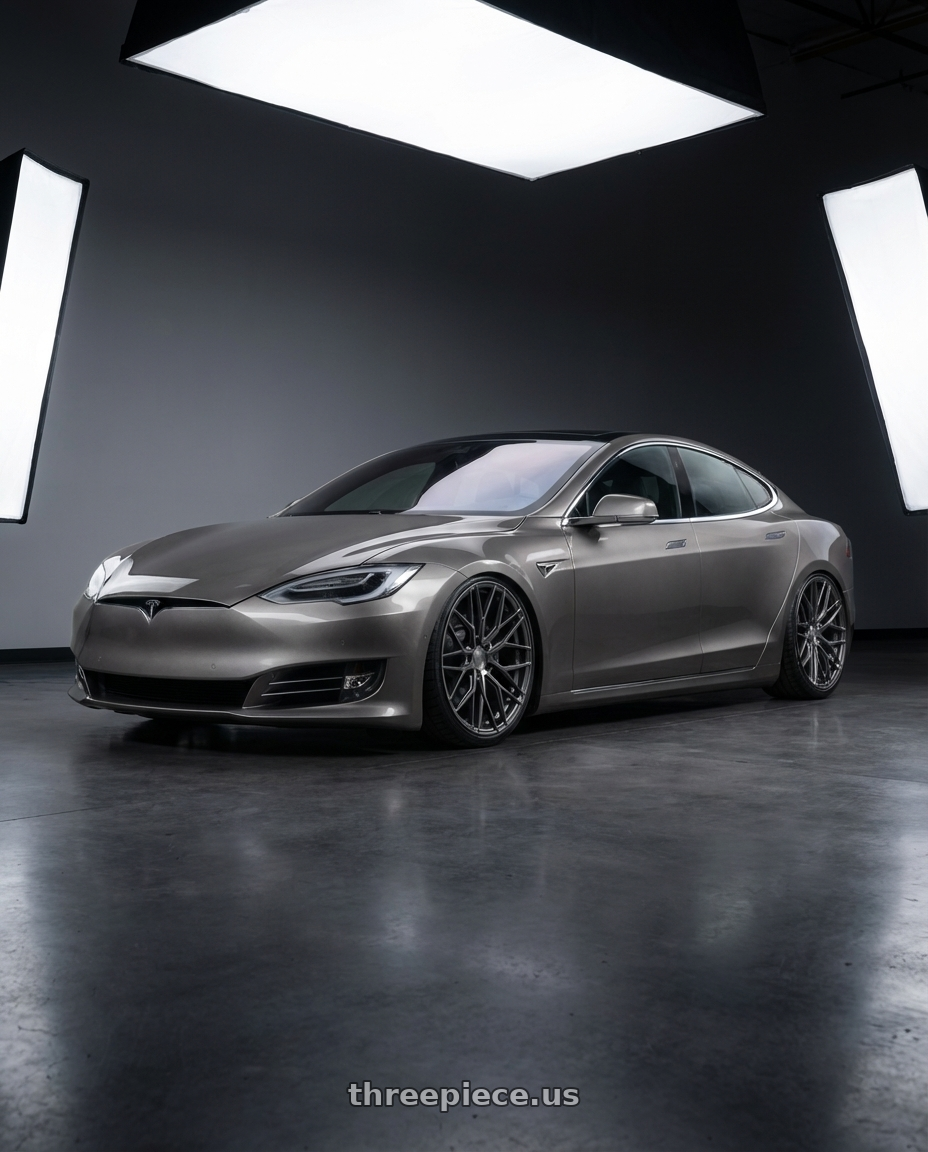 2018 Tesla Model S with Avant Garde Wheels M520R 5X120 21x12 +52 Dark Graphite Metallic wheels