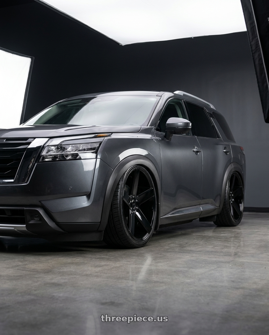 2025 nissan pathfinder s with DUB 1PC S216 BALLER 5X114.3 22X8.5 +38 GLOSS BLACK wheels