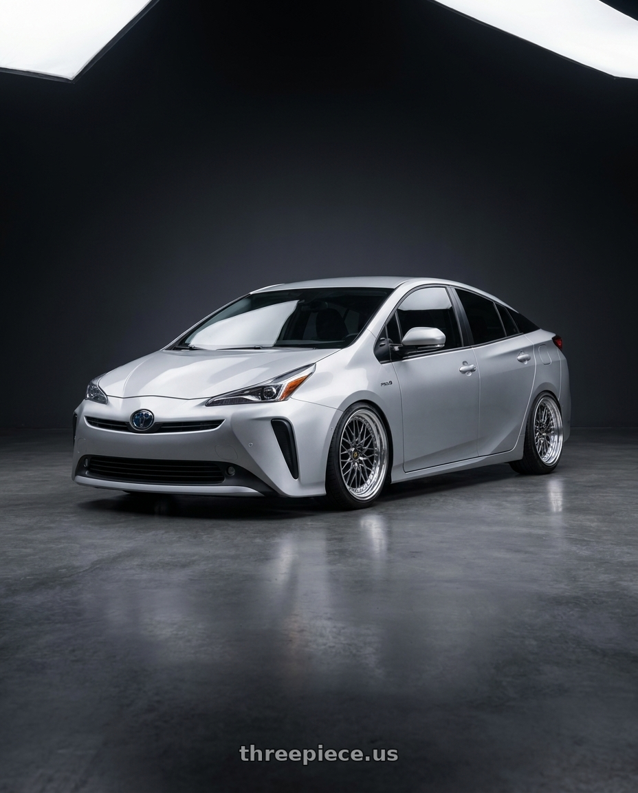 2019 Toyota Prius 4X1 with Work Vs-Xv 5x100 18x7.5+34 A Disk Brilliant Silver Black wheels