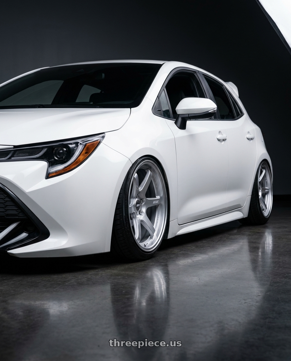 2023 Toyota Corolla Hatchback with ESR Wheels APEX SERIES AP6 5x114.3 18x10.5 +22 Hyper Silver wheels