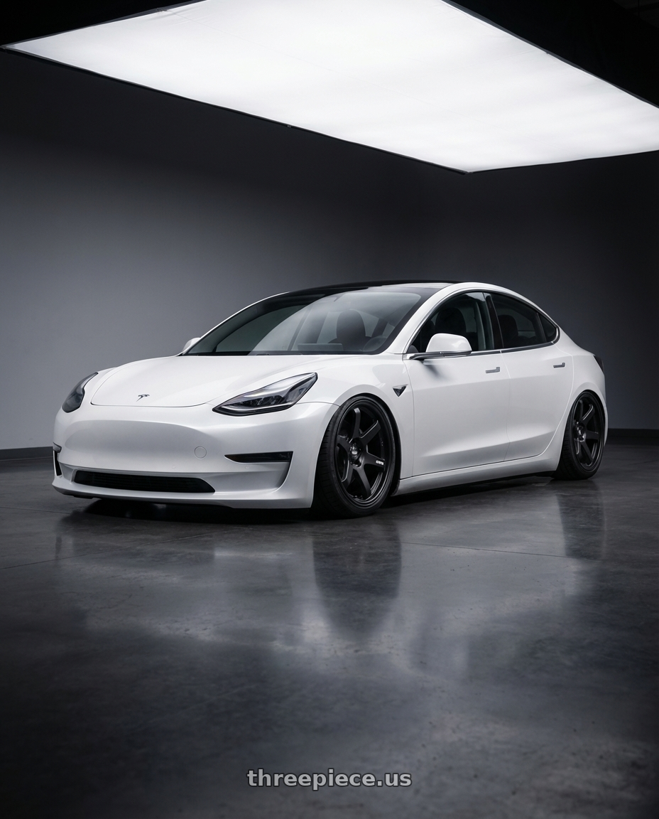 2023 Tesla Model 3 with ESR Wheels APEX SERIES AP6 5x114.3 19x9.5 +22 Matte Black wheels