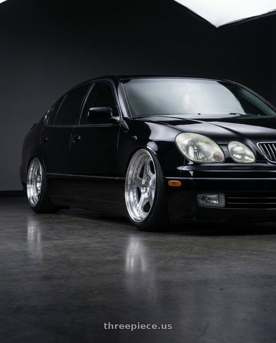 2004 Lexus GS300 with Aodhan AH01 5x114.3 18x9.5+30 Silver w/Machined Face wheels