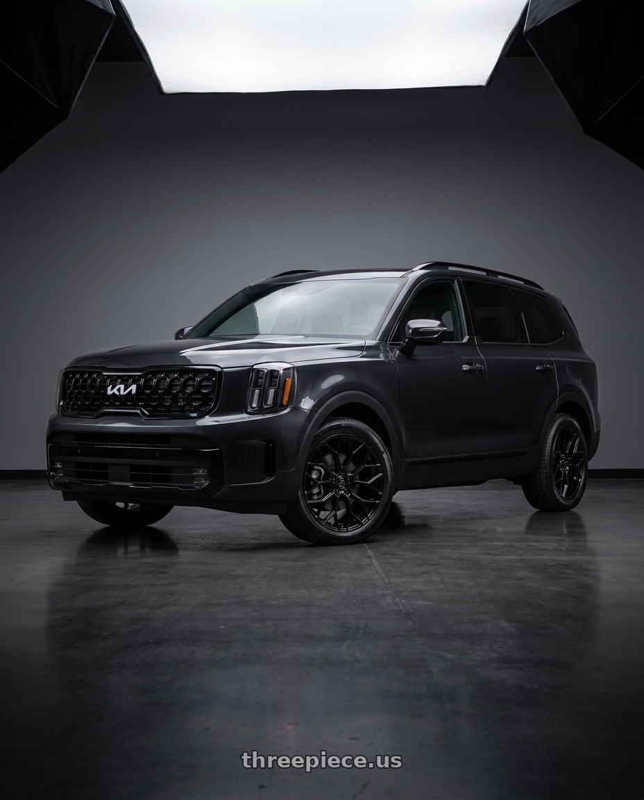 2025 kia Telluride sx-prestige with DOLCE PERFORMANCE PISTA 5x112 20x8.5 +35 Gloss Black wheels