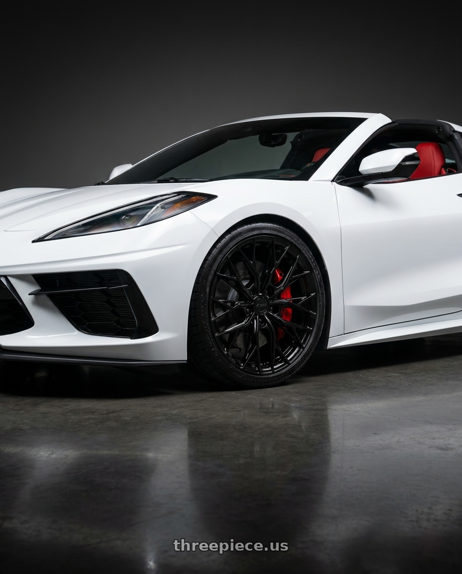 2021 Chevrolet Corvette Stingray with MRR GF5 5x120 19x8.5  +38 Gloss Black fit Corvette C8 ( rear: GF0520A652048BK ) wheels