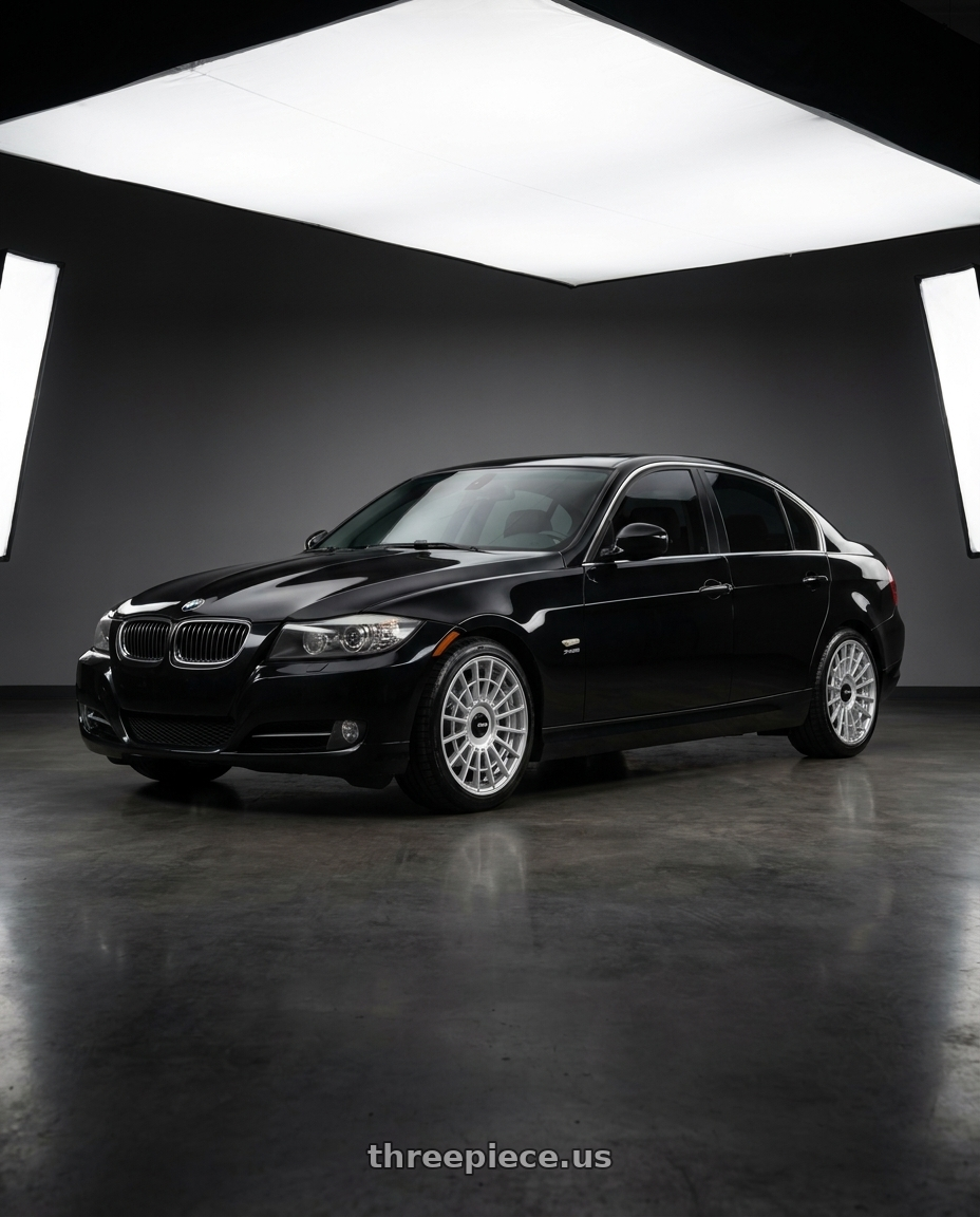 2011 BMW 335i xdrive with Rotiform 1PC R134 FLG 5X120 18X8.5 +35 GLOSS SILVER wheels