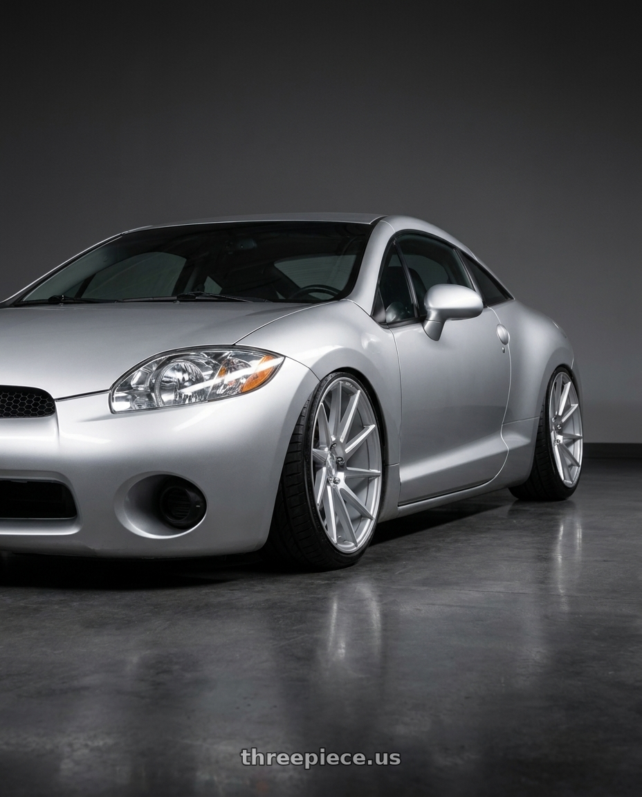 2010 Mitsubishi Eclipse with Niche 1PC M112 SURGE 5X114.3 19X8.5 +35 GLOSS SILVER MACHINED wheels